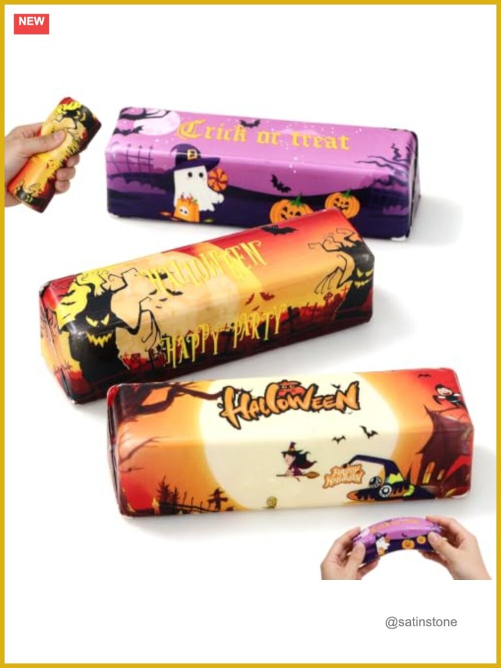Halloween Butter Squishy Toys 3 Pack Slow Rising Stress Relief Sensory Fidget PU
